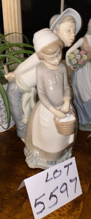 Lot 5597. $95.00. NAO by Lladro "Courting Couple With Basket" 13" s 7"w