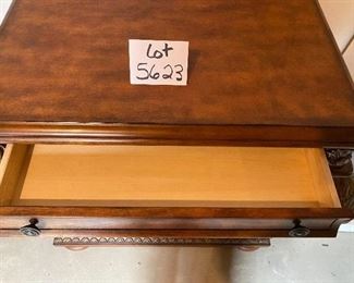 Lot 5623. $150.00. Cute Bombe Chest with a lot of detail - put in foyer with a mirror above, or use it for hats and gloves, in an office for cards and office supplies.