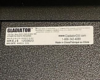 Lot 5625 $450.00 2 Gladiator by Whirlpool. Heavy Duty Steel Cabinets with Grey Hammered Doors and Granite Finish, 3 Adjustable Shelves either Floor Standing or on Wall Hanging on Gladiator Brackets. Definite upgrade for your garage...We never get to sell these because the new homeowner's usually include in contract. 36" W x 18" D x 72" H