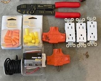 Lot 5635 $32.00 Electrical Tool Lot includes: Wire Stripper, Outlets, Wire Nuts, Mini Hacksaw, wire cutter and Screw Drivers.