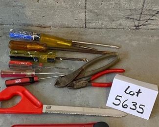 Lot 5635 $32.00 Electrical Tool Lot includes: Wire Stripper, Outlets, Wire Nuts, Mini Hacksaw, wire cutter and Screw Drivers.