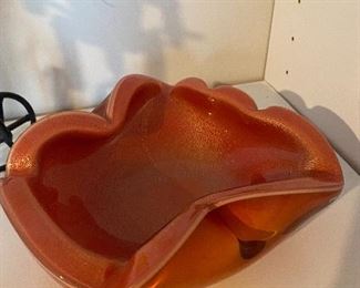 Lot 5672 $20.00. Uncle Same on Bike, Blue Stained Glass Night Light, Glass dish