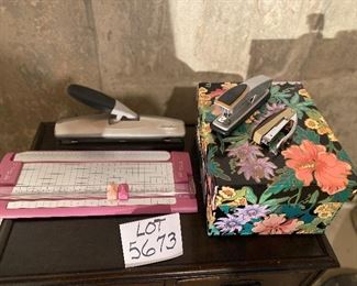 Lot 5673 $28.00. Home Office Kit 1 includes: 1) Wescott Bonded Paper Cutter 2) Swingline 3 Hole Punch 3) Stapler 4) Hand Stapler 5) Index Box
