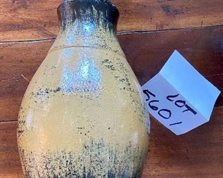 Lot 5601. $25.00. Two narrow neck vases 18" t x 7" diameter at fullest, other is 15" tall x 6" diameter - makes a nice pair on display.
