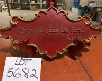 Lot 5682 $20.00 Plaster "There's No Place Like Home" Sign and Easel