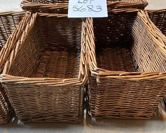 Lot 5683 $30.00 Set of 5 Baskets for organizing or Decor. 4 Baskets 7" x 13", 1 Basket 15" x 15"