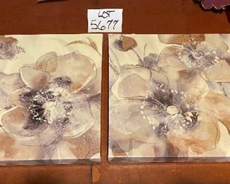 Lot 5677 $36.00 2 Floral Prints 16" Square.