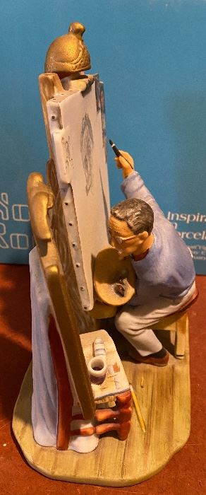 Lot 5676 $58.00. Norman Rockwell " Waiting for Santa" Musical Figurine and "Self Portrait" Figurine.