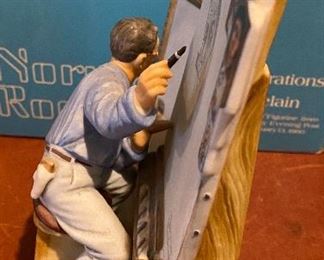 Lot 5676 $58.00. Norman Rockwell " Waiting for Santa" Musical Figurine and "Self Portrait" Figurine.
