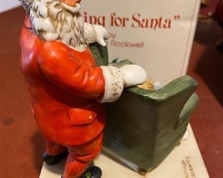 Lot 5676 $58.00. Norman Rockwell " Waiting for Santa" Musical Figurine and "Self Portrait" Figurine.