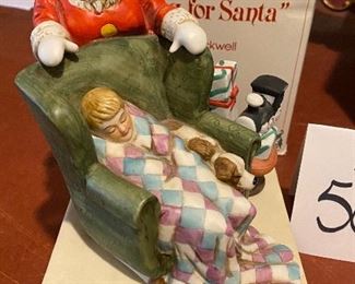 Lot 5676 $58.00. Norman Rockwell " Waiting for Santa" Musical Figurine and "Self Portrait" Figurine.