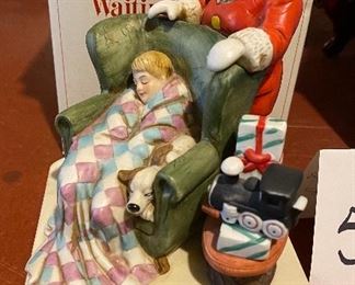 Lot 5676 $58.00. Norman Rockwell " Waiting for Santa" Musical Figurine and "Self Portrait" Figurine.