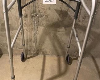 Lot 5667 $30.00 McKesson Folding Walker Aluminum Frame and Medline Crutches