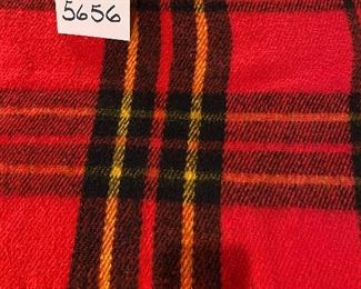 Lot 5656 $22.00 2 Blankets. Red/Green Wool Plaid Throw and Red/black Plaid Throw Red 50" x 50" and Red/black 64" x 44"