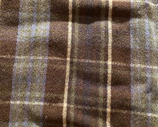 Lot 5655 $22.00 Two blankets/throws. Sage Green Wool Blanket and Blue/Brown Plaid throw Green: 56" W x 72" & Plaid 52" L x 48"