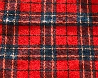 Lot 5656 $22.00 2 Blankets. Red/Green Wool Plaid Throw and Red/black Plaid Throw Red 50" x 50" and Red/black 64" x 44"