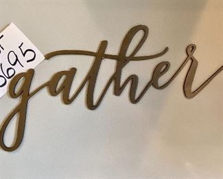 Lot 5695 $20.00 "Gather" Wall Hanging Cute for a Kitchen 18" L x 9" H
