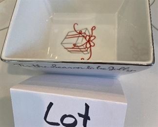Lot 5619. $25.00. Food Network "Square Bowl" Tis the Season to be Jolly...- and Food Network "Eat Drink and Be Merry" Square Platter