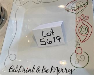Lot 5619. $25.00. Food Network "Square Bowl" Tis the Season to be Jolly...- and Food Network "Eat Drink and Be Merry" Square Platter