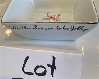 Lot 5619. $25.00. Food Network "Square Bowl" Tis the Season to be Jolly...- and Food Network "Eat Drink and Be Merry" Square Platter