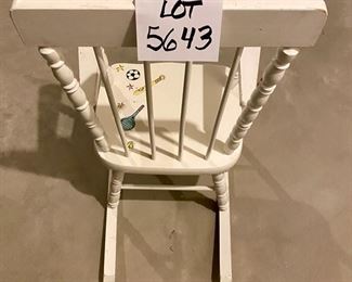 Lot 5643B $25.00 Vintage Child's Wood Rocking Chair with hand-painted on the chair
