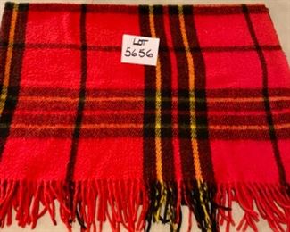 Lot 5656 $22.00 2 Blankets. Red/Green Wool Plaid Throw and Red/black Plaid Throw Red 50" x 50" and Red/black 64" x 44"