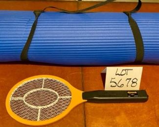 Lot 5678 $20.00 Yoga by Night Lot, Yoga Mat with carrying handle and Bite Shield Electronic Mosquito Swatter