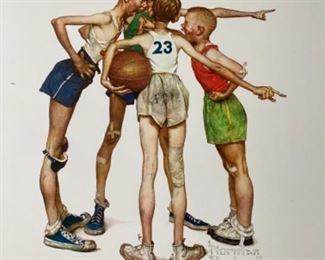 Lot 5679 $80.00 Adorable. Sweet Set of 4 Norman Rockwell Sports Prints 17.5" W x 20.5" H