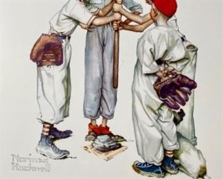 Lot 5679 $80.00 Adorable. Sweet Set of 4 Norman Rockwell Sports Prints 17.5" W x 20.5" H