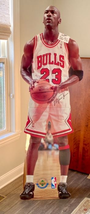 Lot 5696. $50.00. Need some company? Want to see a new face in your house? Bring Michael to all your parties! Life-Size Michael Jordan Stand-Up. 6'7" Tall