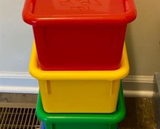 Lot 5692 $15.00 Plastic Boxes in Primary Colors with Top for Storage 13" L x 8" W