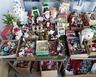TONS of vintage Christmas ornaments & decorations, many Shiny Brites.