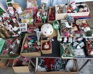 TONS of vintage Christmas ornaments & decorations, many Shiny Brites.