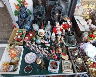 TONS of vintage Christmas ornaments & decorations, many Shiny Brites.