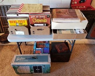 Records, reel-to-reel tapes & lots of old calendars from the early 1900's to the 1960's.