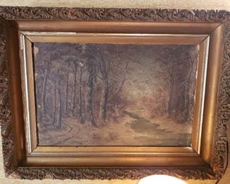 Antique paintings & MANY old frames.