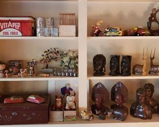 Vintage toys, carved wooden items & collectibles.