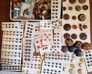 OLD buttons & sewing notions.