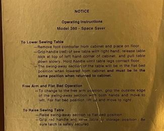 Vintage Singer Model 380 Space Saver Sewing Machine Cabinet