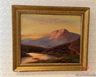 1920's Original Oil on Canvas "Scottish Highlands" by A.J. EDWARDS