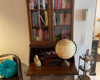 Vintage JASPER CABINET Secretary Desk with Bookcase