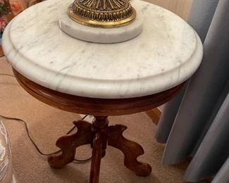 Round Marble Topped Lamp Table