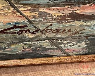 Original Oil on Canvas French Market Scene by CONDEAUX