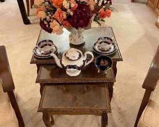 Vintage Glass Topped Stacking / Nesting Tables
