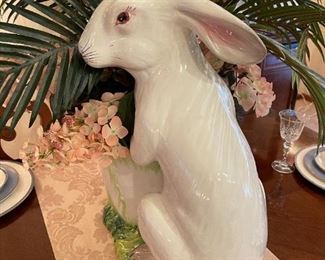 Hand Painted Italian Rabbit Planter / Center Piece