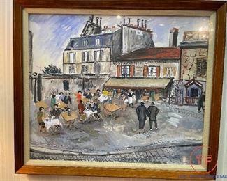 LUCIEN GENIN Original Gouache Painting Paris Cafe Scene