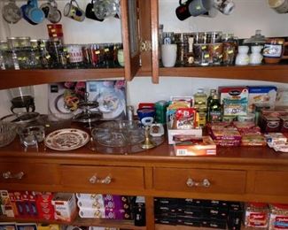 Dining Room  Books, Glasses, Cups, Food