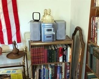 Living Room:  Stereo, Book Shelf, Books, Mirror