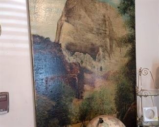 Living Room:  Oil Painting, World Globe
