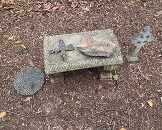 Metal and Cement Crosses/Cement Bench
